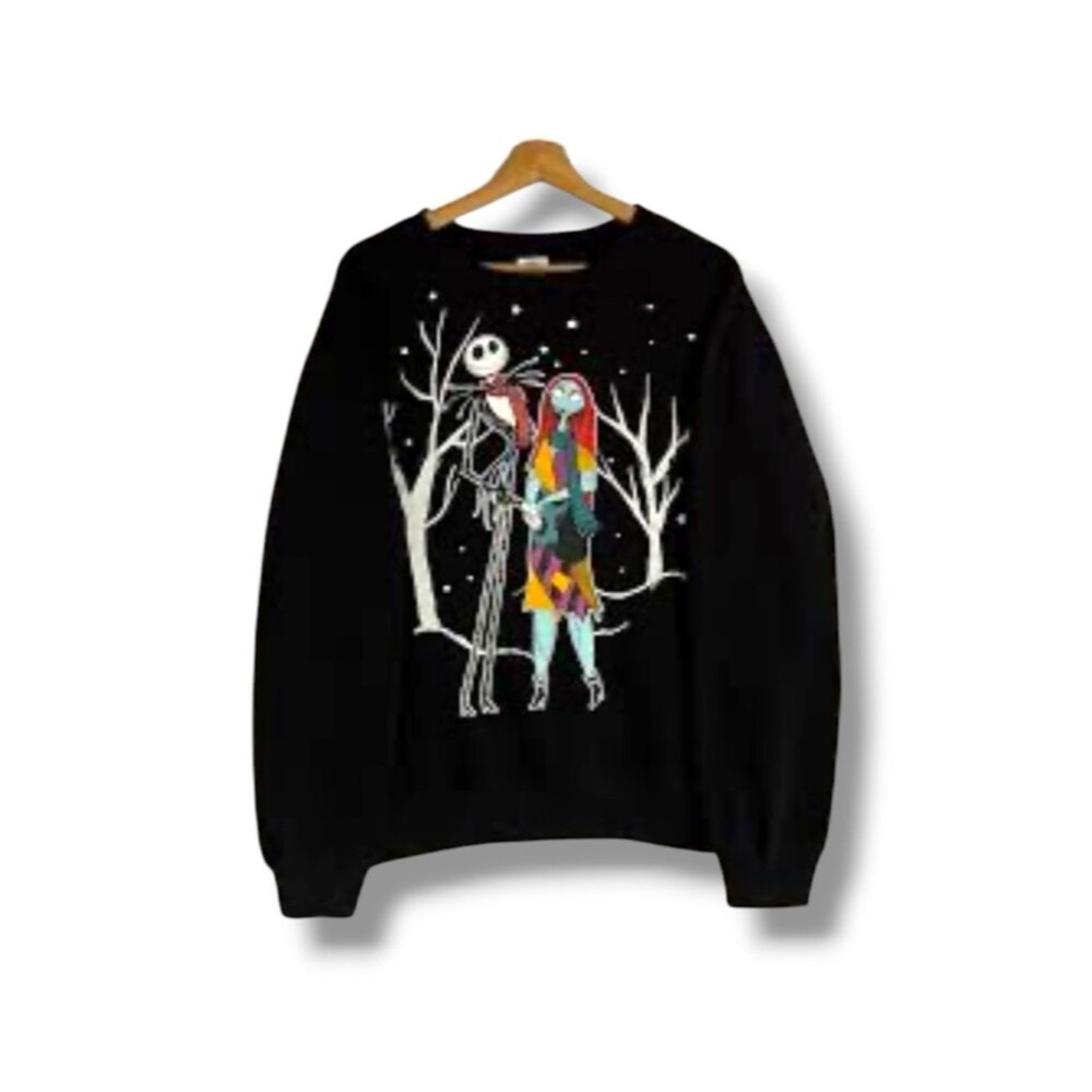 Disney Nightmare Before Christmas Jack & Sally Sweatshirt Small NWOT Gothic Cozy